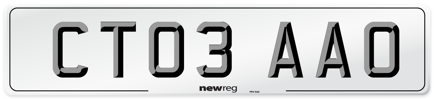 CT03 AAO Number Plate from New Reg